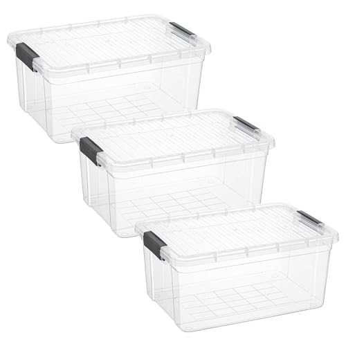 Image of Superio 21 Quart Clear Plastic Storage Boxes with Lids, Stackable Organizer Containers, BPA-Free Storage Bins for Home, Office, School & Dorm, 3 Pack