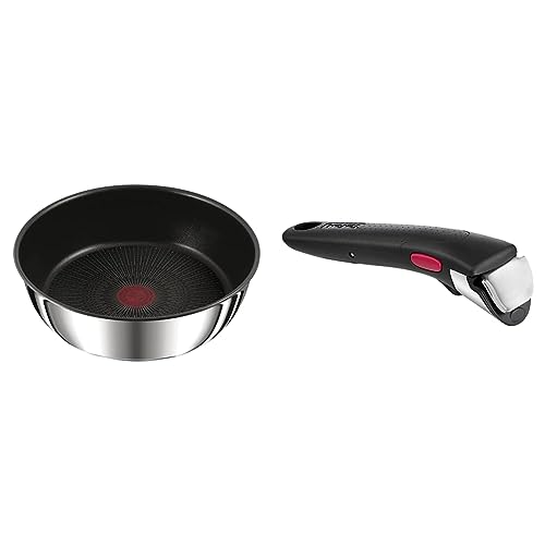 Tefal Ingenio Sauteuse 24 cm, Induction, Revêtement antiadhésif, Acier inoxydable, Gain de place, Indicateur de température & Ingenio Poignée amovible...