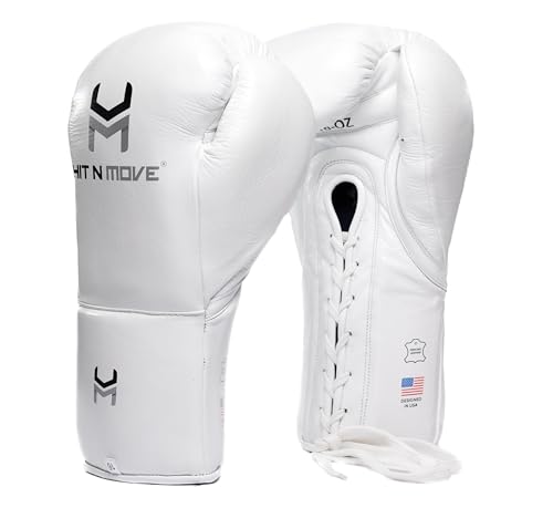 HIT N MOVE Horsehair Boxing Gloves 16oz Lace-Up White