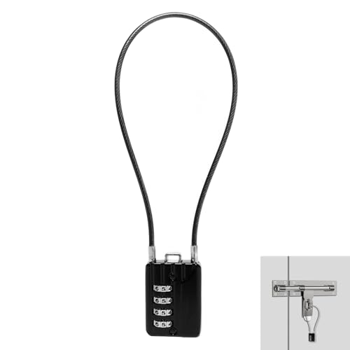 Candado de Cable, Candado Cable de Acero de 29 cm, Combinación de 4 Dígitos, Ideal para Taquillas, Maletas, Bicicletas, Herramientas, Cascos de Moto, Equipaje, Cajas de Herramientas, Alta Seguridad