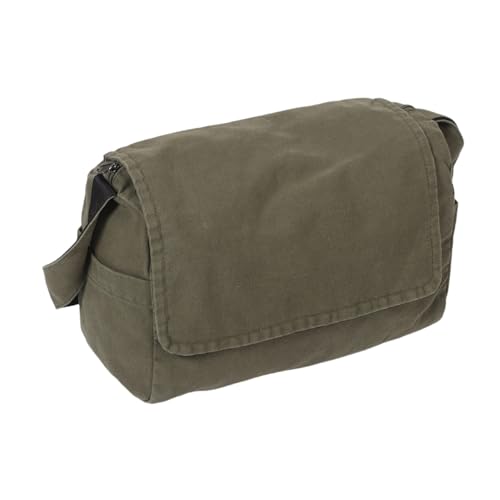 Sac étudiant en toile pour cours et quotidien grand fourre-tout olive rétro spacieux