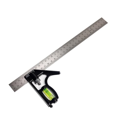 IKOPFLN Escuadra combinada ajustable de acero inoxidable Herramientas de carpintería Regla de 12'/300 mm 45/90 grados con nivel de burbuja