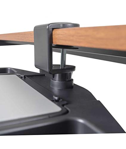 Stand Up Desk Store Clamp On 360 Degrees Swivel Out Mouse Tray With Storage For Desks And Tables Up To 1.5" Thick #TOP4