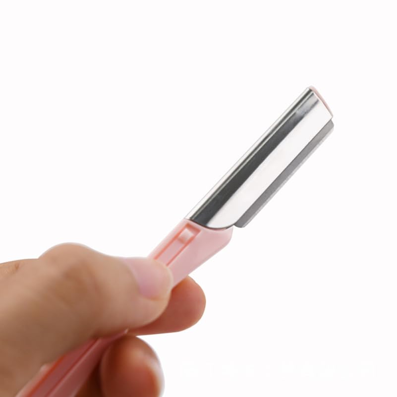 Beaupretty 3Pcs Portable Stainless Steel Eyebrow Razor Makeup Tool Kit for Women and Non Slip Grip Eyebrow Trimmer for Precise Hair Removal for Travel Pink