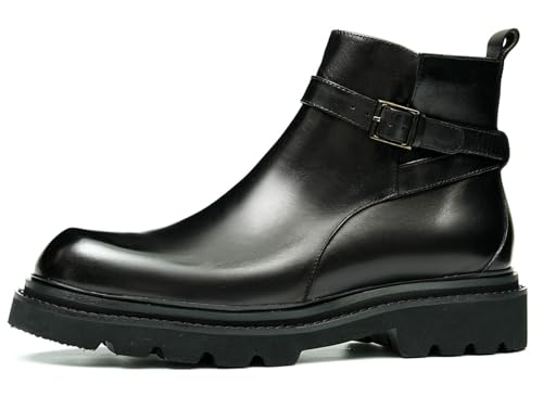 Santimon Mens Black Dress Chelsea Boots Genuine Leather Cap Toe Zipper Ankle Boots Fashion Prom Wedding Tuxedo Formal Business Causal Chukka Boots for Men2