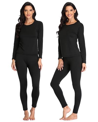 Image of Thermal Underwear for Women Long Johns Set Fleece Lined Winter Cold Weather