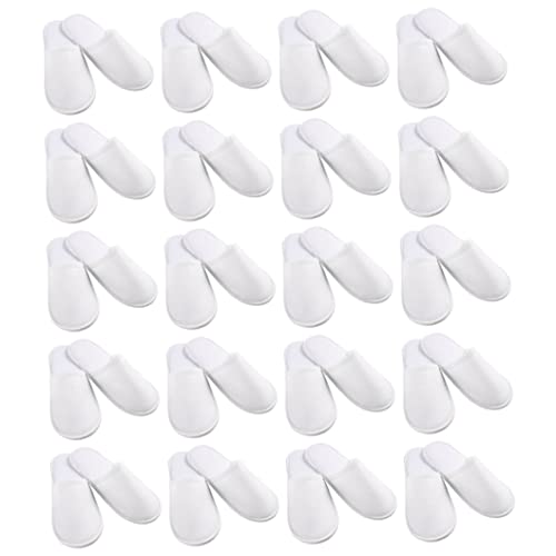 Slippers jetables, 20 paires Pantmands de hôtel en peluche pour femmes et hommes (taille 37-42, blanc) Cover