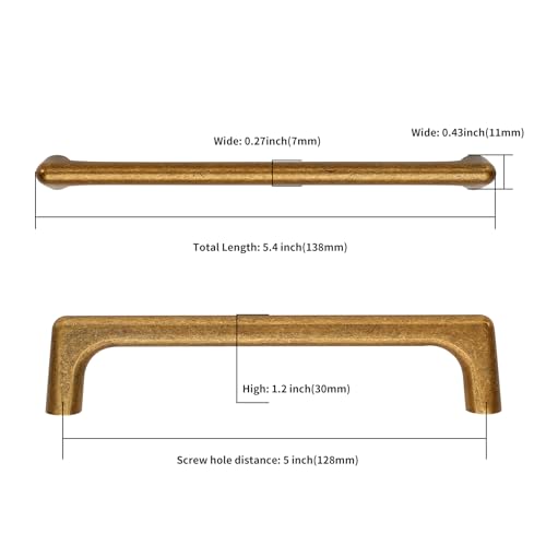 Image of Asidrama 30 Pack 5 Inch(128mm) Antique Brass Cabinet Pulls Cabinet Handles Cupboard Handles Kitchen Cabinet Hardware for Cupboard Drawer Pulls