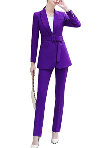 Women Blazer Pants Suit Set Elegant Long Sleeve Lapel Casual Solid Business Office Clothing