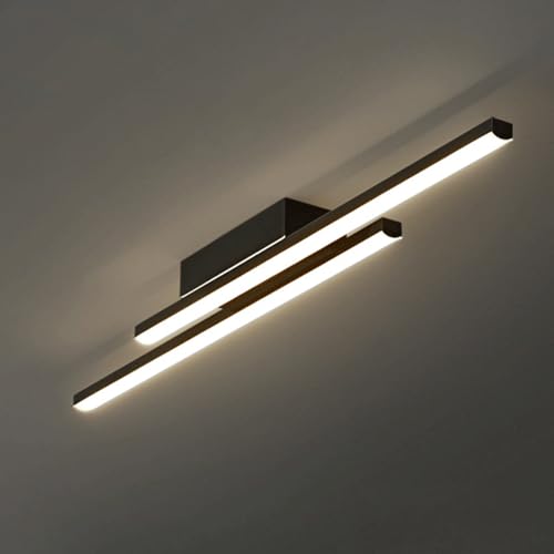 Image of XYHAZCSM LED Ceiling Lighting Fixture Minimalism Semi Flush Mount Long Strip Ceiling Lamp Warm White 3000K Linear Close to Ceiling Light Brass Corridor Stair Aisle Ceiling Lamps (Black-60CM)