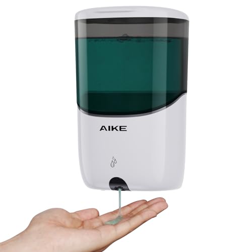 AIKE Automatic Soap Dispenser Wall Mounted, 650 ML Large Capacity, Bathroom Kitchen Hand Wash Soap Dispenser, Commercial Wall Mounted Automatic Liquid Soap Dispenser, Model AK1216, White