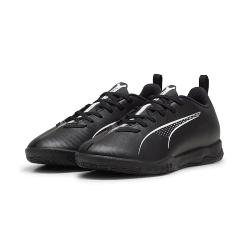 PUMA Ultra Play Indoor Training Sneaker, Black White, 6.5 US Unisex Big Kid