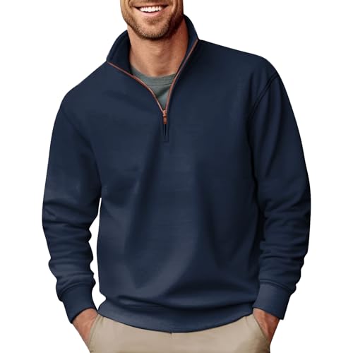 Blue 4Xl Men's Sweatshirt - Zip Top Half Zip Fleece Tops Uk 1/4 Zip Tracksuit