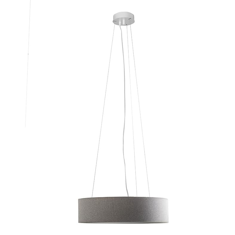 Suspension Blanche E27 Rossini avec abat-jour cylindrique gris pour éclairage intérieur