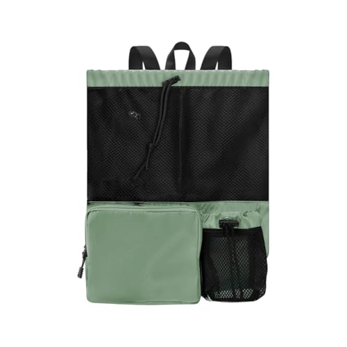 Mesh Backpack, Drawstring Backpack, Swimming Bag, Easy Opening & Closing, Stylish & Durabled Appearance, Various Scenes (Green)
