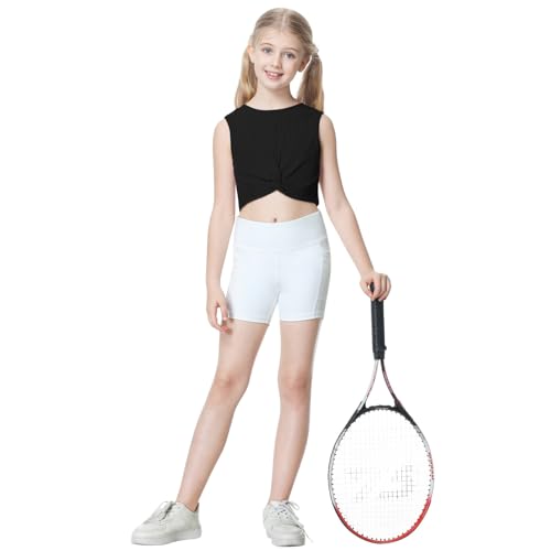 B&GCozy 3 Pack Sleevelss Crop Tops for Girls Kids Ribbed Knit Tank Tops Dance Yoga Top 6-15 Years4