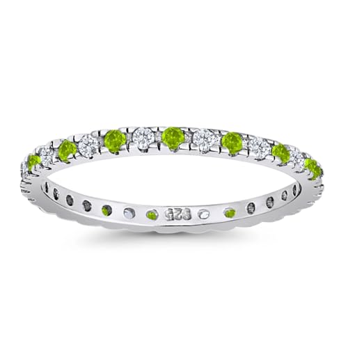 Blue Apple Co. 2mm Full Eternity Stackable Wedding Band Round Cubic Zirconia 925 Sterling Silver2