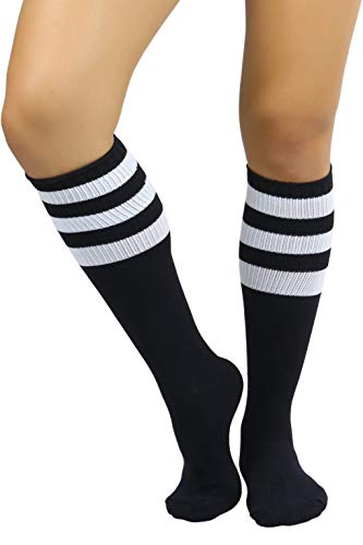 Image of ToBeInStyle Women's Premium Below Knee Athletic Socks w /Contrasting Wide Stripes