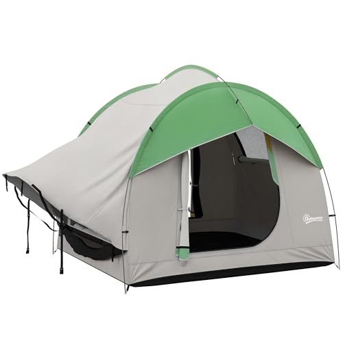 Outsunny SUV Car Tent for Camping Waterproof PU2000mm 5 Man Tailgate Tent for SUV Van Pickup Hatchback 2.4 x 2.1 m Grey and Green
