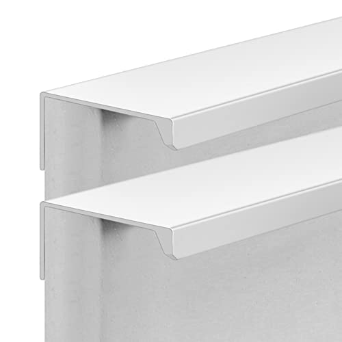 隠しドアハンドル 隠しハンドルアルミ合金目に見えないドアノブキャビネットワードローブキッチン家具ゲートノブ白 2 個(Hole distance 192mm)