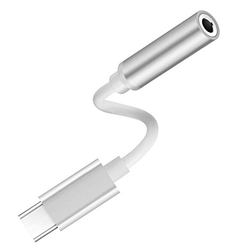 VIMVIP Type C to 3.5mm Headphone Audio Jack Adapter, USB C to 3.5mm Aux Microphone Connector Cable Compatible with UBC-C Devices(Silver)