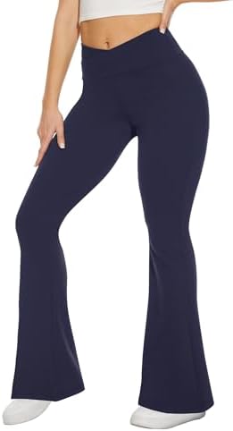 TNNZEET Schlaghose Damen Cross Waist Flared Yogahose Leggings Blickdicht | Superweich, Elastische Bootcut Sporthose mit V-Cut Bund, Weite Passform Jazzpants für Yoga & Pilates