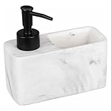 También para el baño: Este dispensador de aspecto mineral también es adecuado para el jabón líquido. Este moderno accesorio también queda bien en el baño o en el aseo de invitados. El compartimento de la esponja se puede convertir fácilmente en un compartimento para guardar utensilios de baño o de maquillaje.