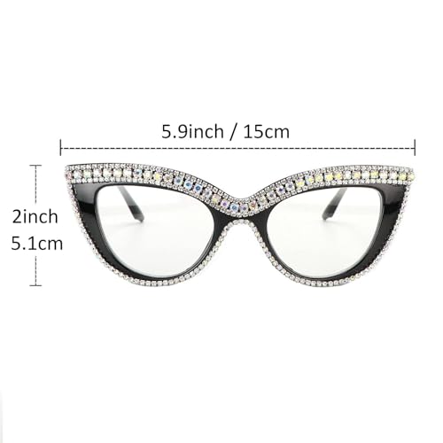 Image of Womens Luxurious Colorful Rhinestone Cat Eye Reading Glasses Blue light blocking Reader Computer Eyeglass Frame