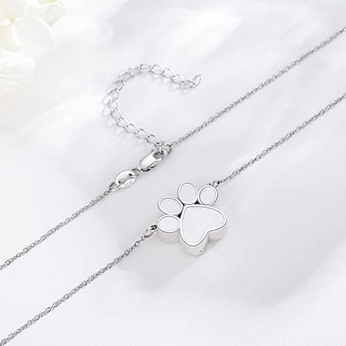 Twoowl Dog Paw Print Cremation Jewellery for Ashes 925 Sterling Silver Pet Dog Urn Necklace for Ashes Keepsake Pendant Necklace Cat Memorial Gifts for Women Girls - Image 2