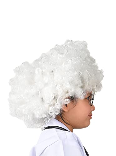 Image of BookMyCostume White Old Man Curly Hair Wig Unisex Adult & Kids Fancy Dress Costume Accessory