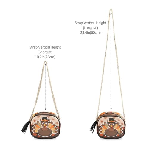 Image of ALAZA Women's Happy Thanksgiving Celebration Design with Turkey Fashion Purses Bag with Metal Chain Strap for Travel Shopping