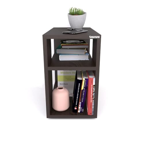 Image of ESTANTERIA Bedside Table for Bedroom Engineered Wood Corner End Sofa Coffee Table with Storage Modern Decor Organizer Space Saver Shelf -DIY Furniture for Bedroom, Living Room Home (Wenge Finish)