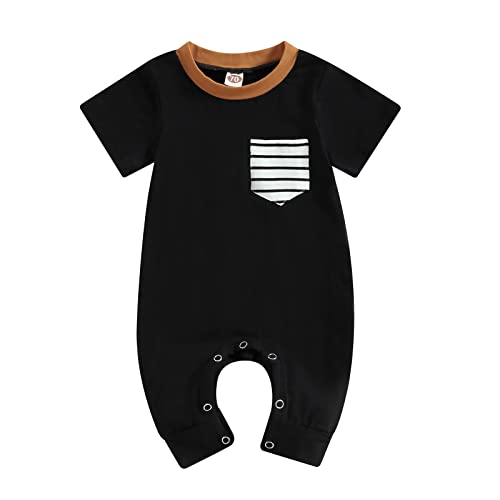 Image of CIYCUIT Newborn Baby Boy Girl Romper Clothes Infant Solid Ribbed Onesie Bodysuit Jumpsuit Outfits