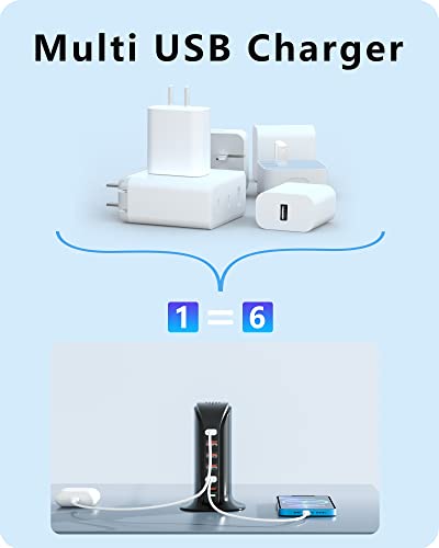 Adricy Usb Charger 6 Port 50W Multi Usb Tower Charging Station For Multiple Devices Iphone 14/14 Pro/14 Pro Max/13 Pro/13 Pro Max/Android/Samsung/Tablet,Etc #TOP2