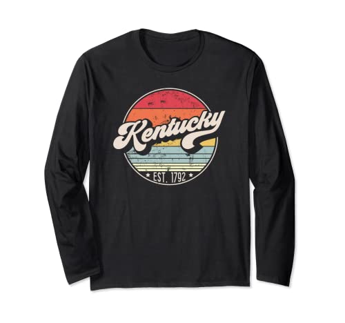 Retro Kentucky Home State KY Cool 70s Style Sunset Manga Larga