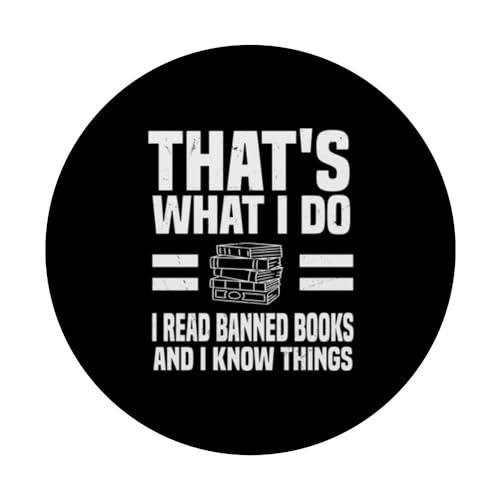 Funny Read Banned Books Saying Book Bans Reader PopSockets Swappable PopGrip, Black - Image 3