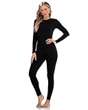 SAMPEEL Thermal Underwear for Women Cold Weather Warm Clothes Fleece Lined Plus Size Long Johns Winter Base Layer Shirt Top and Leggings Pants 2 Piece Set Black L
