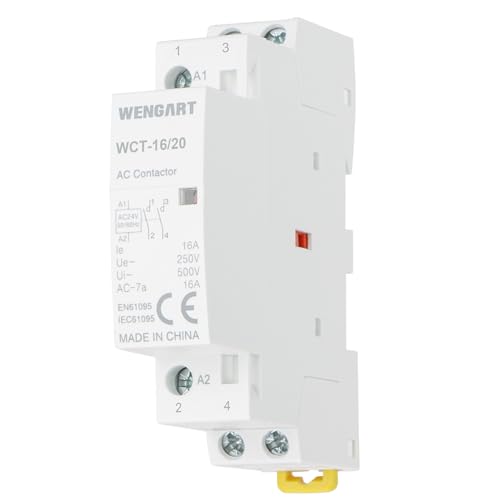 Wengart Contactor AC doméstico WCT-16, AC24V 16A 2NO, aumenta la eficiencia energética de su hogar, seguro, confiable y fácil de usar
