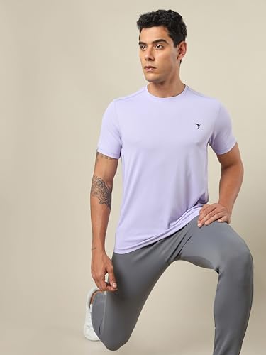 Image of TECHNOSPORT Men's Slim Fit Polyester Activewear Sports T-Shirt with Moisture-Wicking Comfort for Workout, Running & Gym