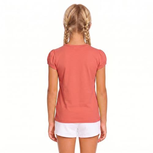 Image of Lilax Girls Short Puff Sleeve Cotton T-Shirt, Toddler & Little Girls Top | 95% Cotton Puff Sleeve Tee; Crewneck, Short Sleeve; Toddler & Girls Sizes 2T-12; for School, Play & Everyday; Machine Wash