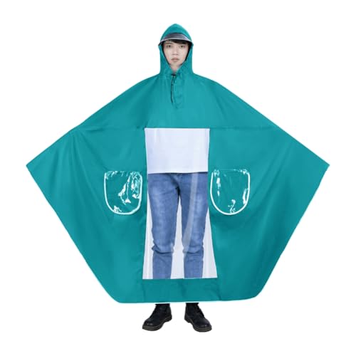 Image of HAOZAIKEJI Universal Motorcycle Raincoat Waterproof Hoodie Rain Cape Reusable Bike E-bike Rain Coat Mobility Scooter Outdoor Rain Poncho with Detachable Hat Brim Reflective Strip for Men Women