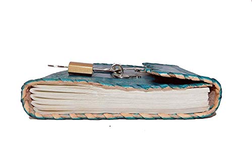 Image of Vintage Fashion Leather Diary For Men Genuine Antique Handmade Office Use Paper Notebook Journal With Craft Lock And Key Boy And Girl 7 X 5 Inch, 200 Pages