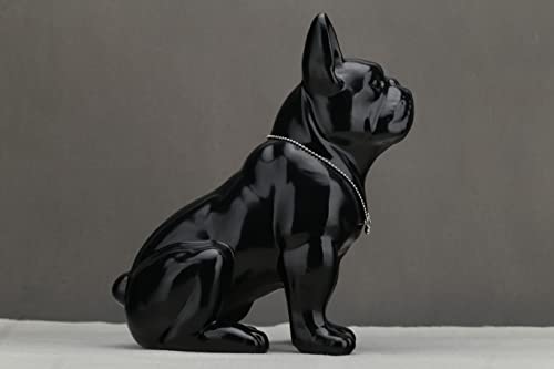 Wubianjie French Bulldog Statue Sitting Ceramic Dog Animal Statue Decorative Dog Sculpture For Garden Or Home Decor Decorative Living Room Kitchen Bedroom Entrance Bathroom Cabinet (12.2 In, Black) #TOP4