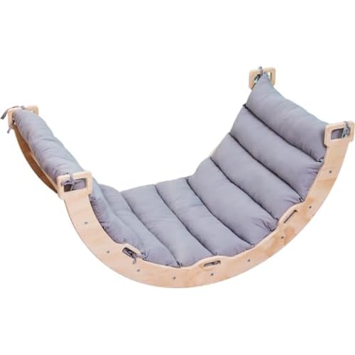 Buxibo Kletterbrücke/Kletterbogen aus Holz inklusive Kissen – Montessori-Klettergerüst – Naturholz – Kinderspielzeug – 97 x 47 x 52 cm