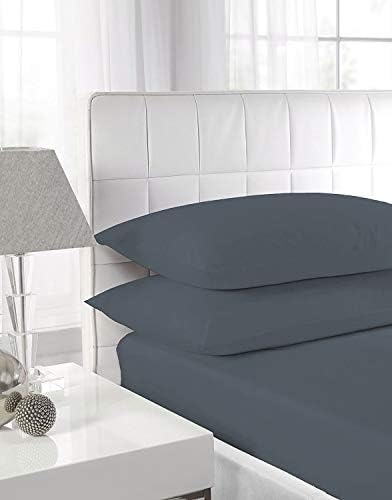 CreationsMart 100% Egyptian Cotton 10"/25CM Deep sheets Fitted - Single - Double - King - Super King Size - Bedding Bed Sheet & Pillow Pairs Case (Sold Separately) (Black, Double)