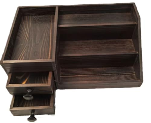 ProCase 男性用　香水オーガナイザー　大容量　ディスプレイボックス　引出し付き　落下防止設計　木製　化粧品収納ケース　小物整理　コスメ　香水ホルダー　-ブラウン