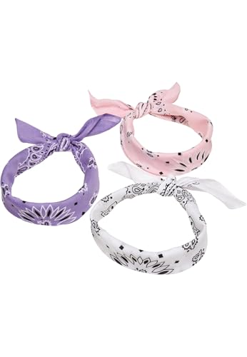 Urban Classics Unisex chusta na g?ow? Multicolor 3-pak bandana, mieszane wielopak dost?pny w 3 modnych kombinacjach kolorystycznych, jeden rozmiar, fioletowy & bia?y & ró?owy, jeden rozmiar