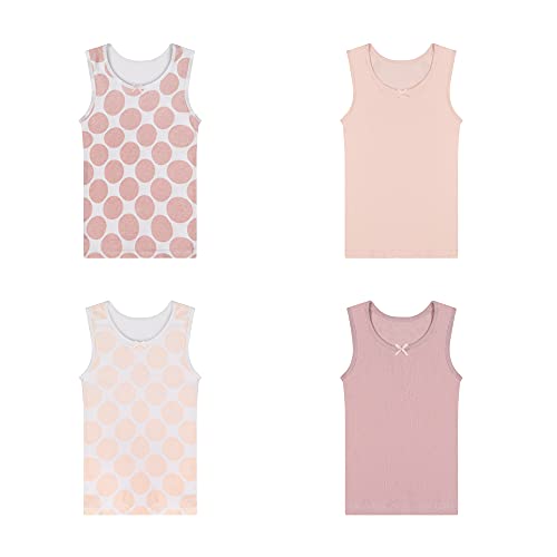 Buyless Fashion Girls Tagless Cami Scoop Neck Pink Polka Dot Undershirts Cotton Tank (4 Pack)4
