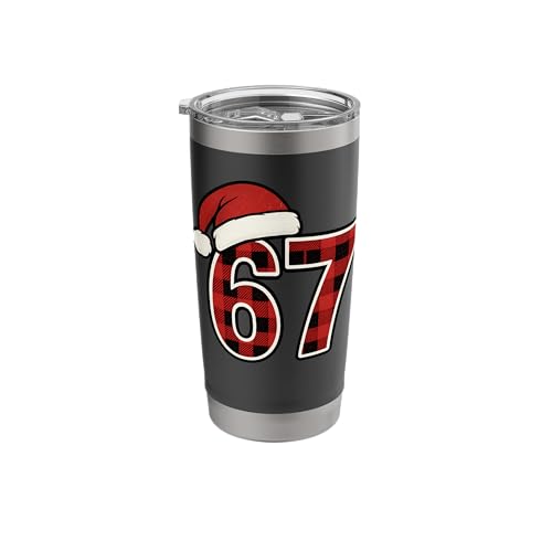 67 Meme Funny Christmas Red Plaid Xmas Pajamas Slang Stainless Steel Insulated Tumbler