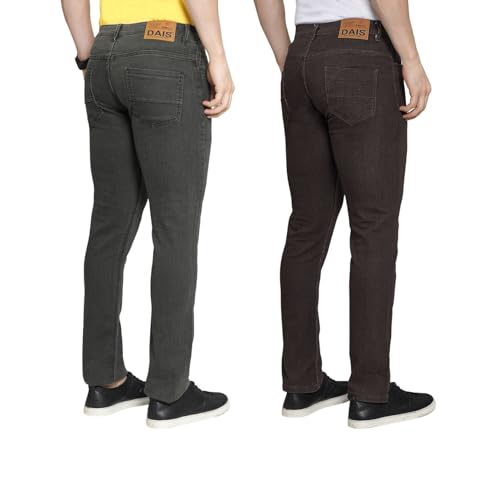 Image of DAIS Men's Stretchable Slim Fit Mid Rise Jeans, Pack of 2, (Combo of 2 Jeans)